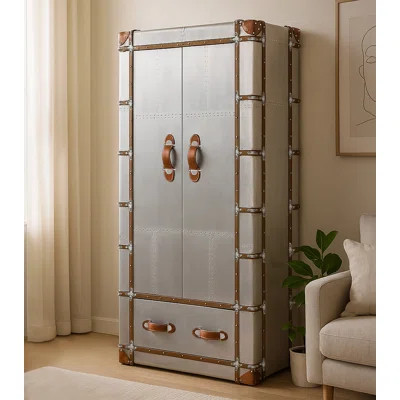 Amorete 71'' Tall Aluminum 2 - Door Accent Cabinet | Wayfair North America