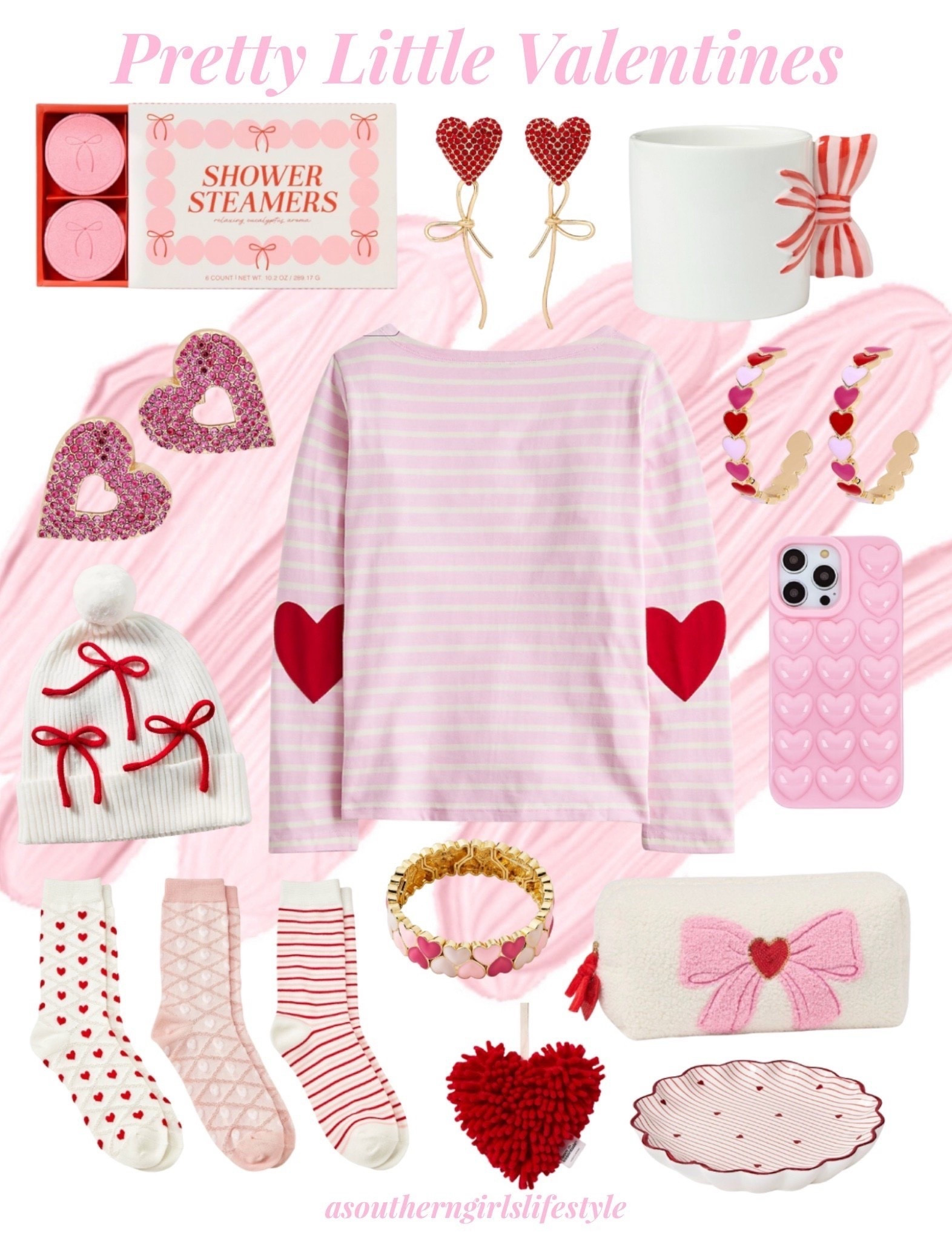 Roundup of Pretty Little Pink & Red Valentines to keep or gift! 

6ct Valentine's Day Eucalyptus Pink Bow Shower Steamer, Heart Bow Earrings, Bow Mug, Pink Oversized Heart Earrings, Bow Pom Pom Beanie, Textured Hearts Valentine's Day 3pk Crew Socks, Boatneck Striped Top with Heart Elbow Patches, Heart Bracelet, Heart Towel, Heart Hoop Earrings, Pink Pop Heart iPhone Case, Large Bow Gift Pouch & Scalloped Heart Trinket Tray 

Valentine’s Day Decor. Valentines Outfit Women 

#LTKBeauty #LTKValentine #LTKSeasonal