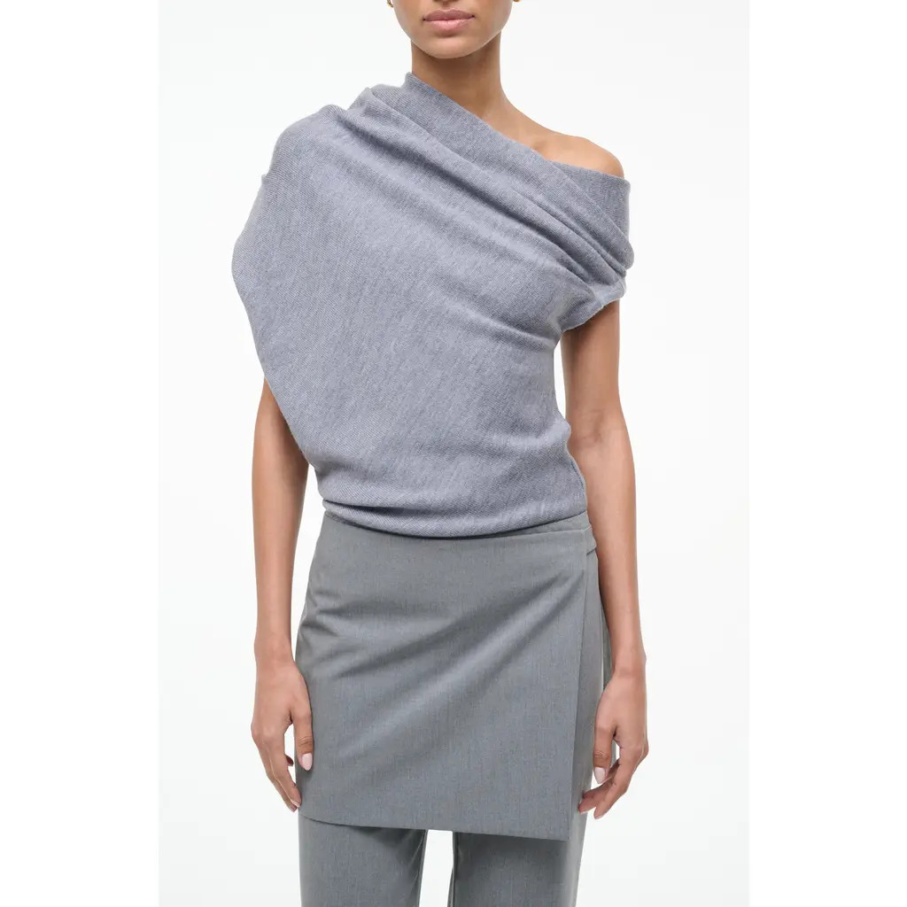 STAUD Mabel One-Shoulder Sweater in Heather Grey at Nordstrom, Size Small | Nordstrom