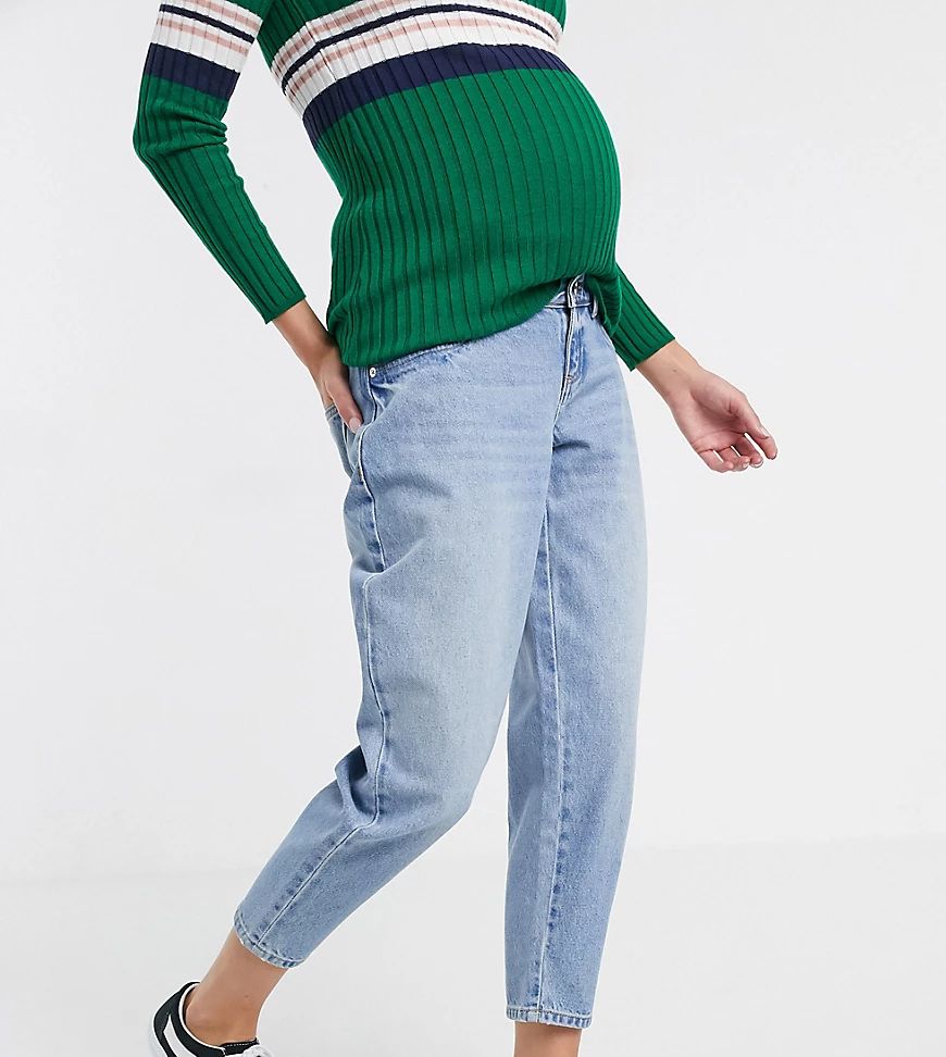 ASOS DESIGN - Maternity - Boyfriend jeans met ballonpijpen in middenblauwe wassing | ASOS (Global)