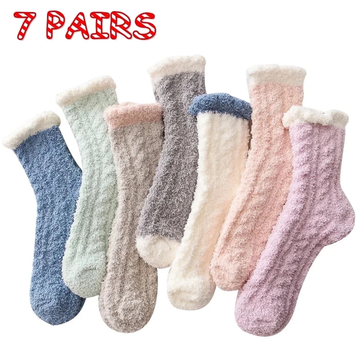 YOMYM 7 Pairs Fuzzy Socks for Women Cozy Fluffy Winter Slipper Warm Socks | Walmart (US)