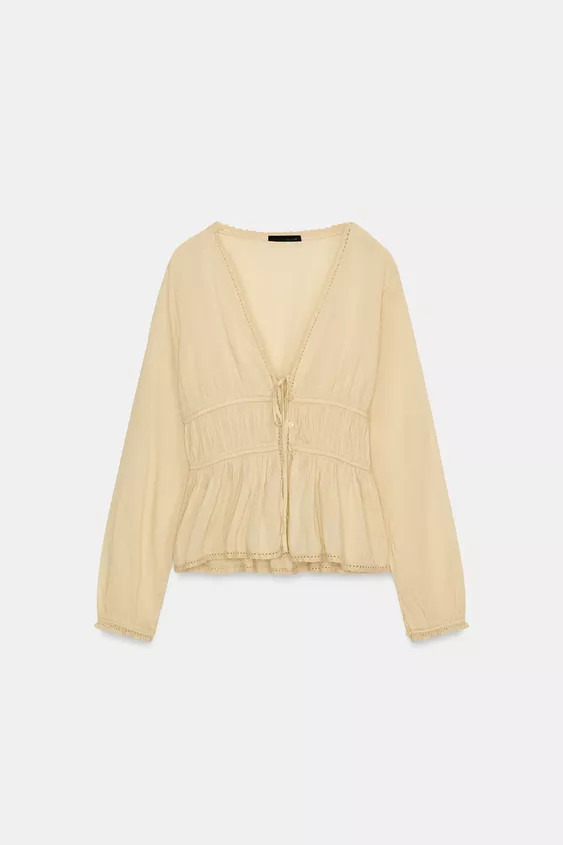 EMBROIDERED GAUZE SHIRT | Zara UK