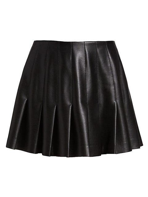Alice + Olivia Carter Faux Leather Pleated Miniskirt | Saks Fifth Avenue