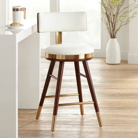 Parker 25 1/2" White Leather Counter Stool | Lamps Plus