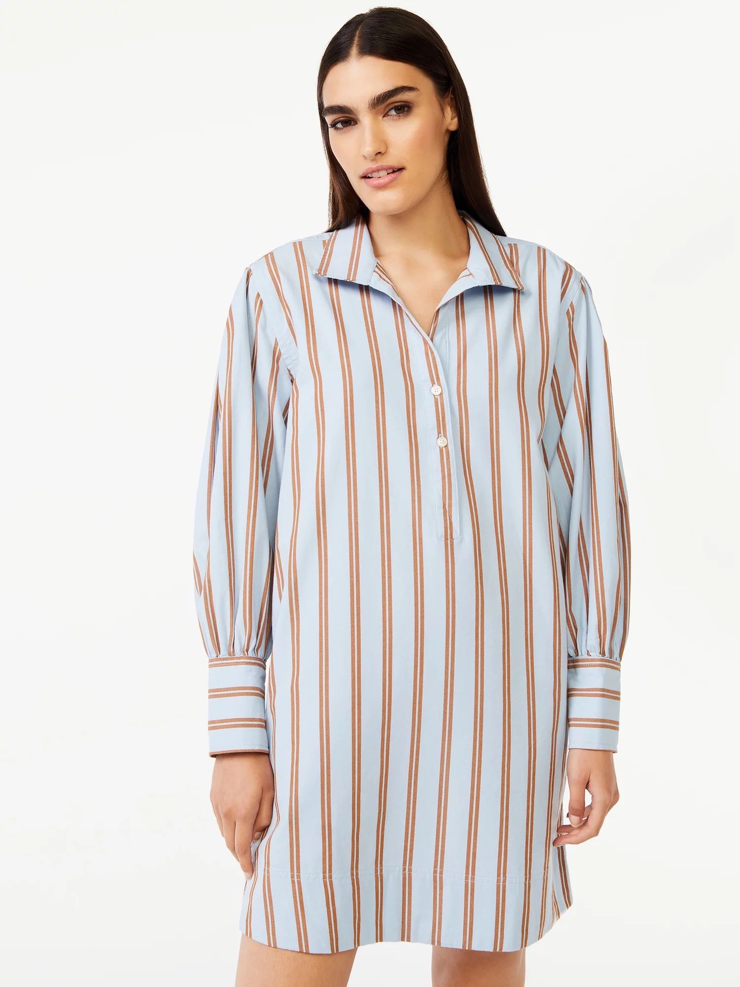 Free Assembly Women's Shift Mini Dress with Blouson Sleeves | Walmart (US)