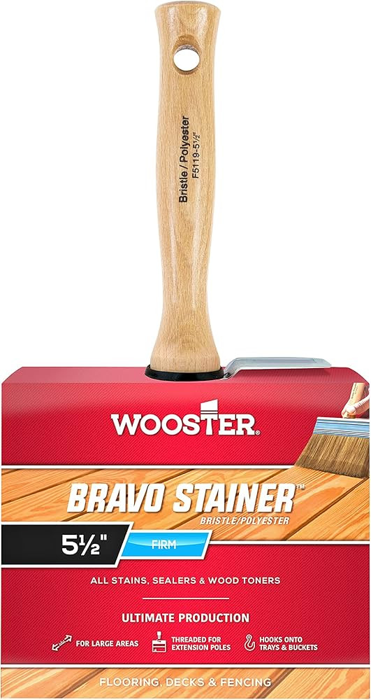 Wooster Brush F5119-5 1/2 Bravo Stainer Bristle/Polyester Stain Brush, 5-1/2 Inch | Amazon (US)
