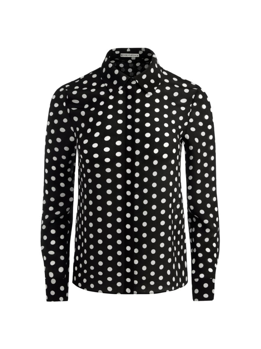 Shop Alice + Olivia Willa Silk Polka-Dot Blouse | Saks Fifth Avenue | Saks Fifth Avenue