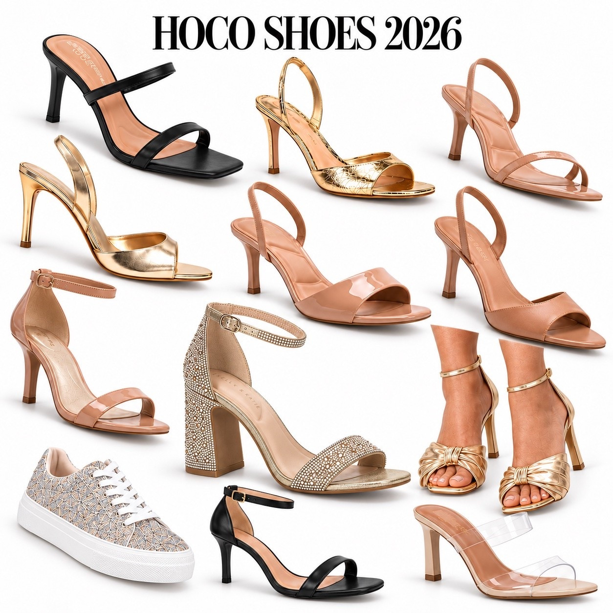 Quick note... I learned in NFL Braodcast camp that a nude slingback elongates the leg where an ankle strap cuts the leg and make it look shorter in photos.  I do love a formal sneaker though for girls who can't do heels.
