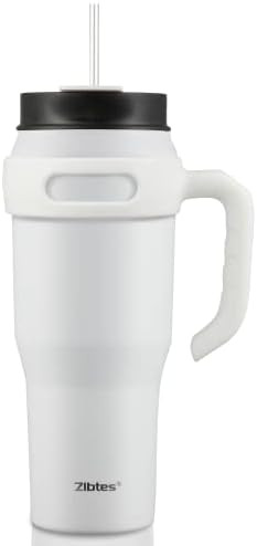 Zibtes 40oz Insulated Tumbler With Lids and Straws, Stainless Steel Coffee Tumbler With Handle, Keep | Amazon (US)