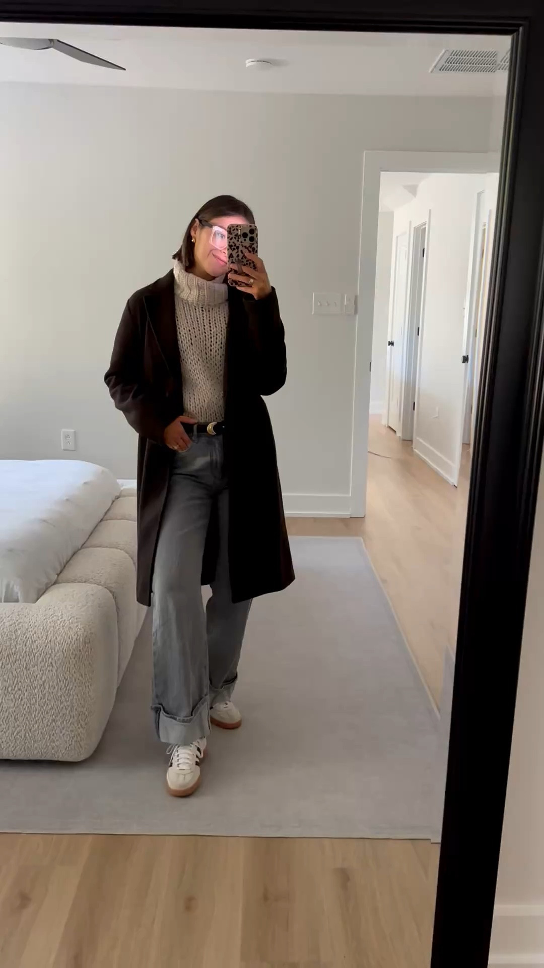 Pink Lily chunky knit oversized turtleneck sweater (Caitlin coving x pink Lily) from a few years ago but so warm and cozy! Linked similar 

H&M chocolate brown tie belt trench coat xs tts

Loft grey high rise cuffed wide leg jeans size 25p tts - the regular length also works perfectly for boots for my 5’3” height! 

Adidas Handball Spezial shoes in aluminum - these run BIG!! I’m typically a 7.5 and these are a 6

Gold jewelry, gold necklace, gold chain, necklace stack, initial necklace, Melinda Maria jewelry, good rings, ring stack, gold hoops, gold earrings, adidas, outerwear, basics, no show socks, wide leg jeans, cuffed jeans, brown belt, gold buckle belt 


#LTKSaleAlert #LTKootd #LTKPetite