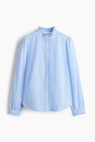 H & M - Ruffle-Trimmed Poplin Blouse - Blue | H&M (US + CA)