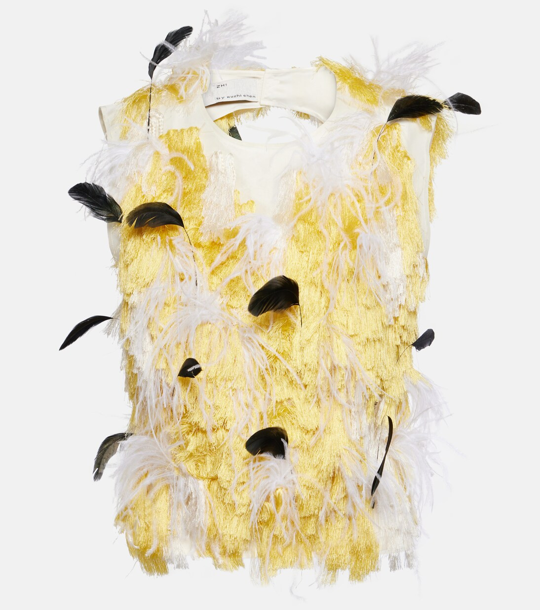 Feather-trimmed silk tank top | Mytheresa (US/CA)