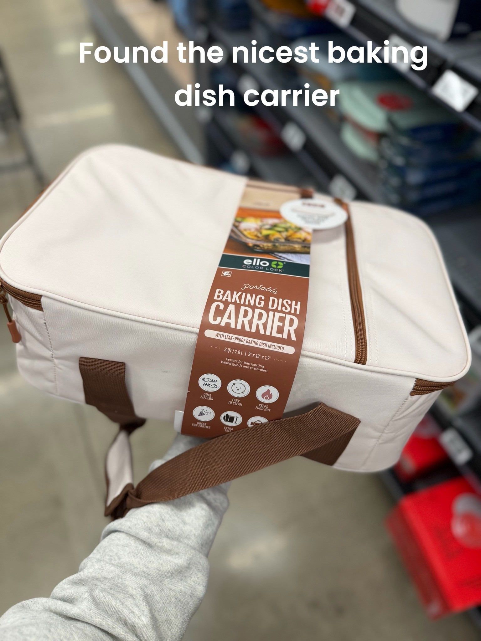 Taking a meal to a friend or having one with family? This is perfect for when you are transporting meals! Includes dish, lid and is under $30!
