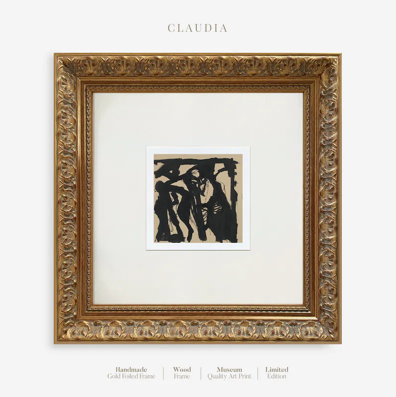 Black and Beige Tones Painting Art, Framed Abstract Wall Art, Contemporary Painting Print, Modern... | Etsy (US)