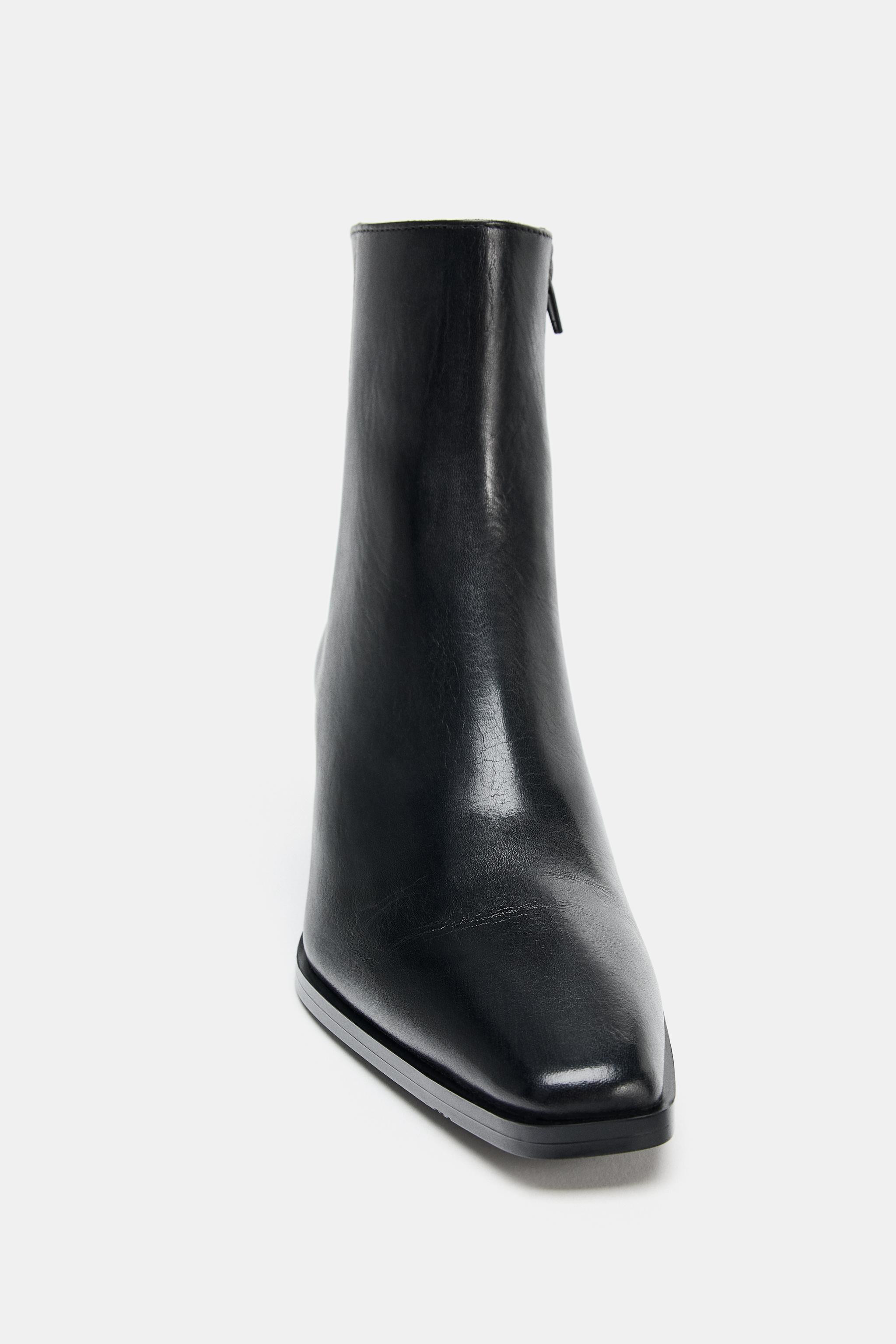 WIDE LEATHER ANKLE BOOTS | Zara UK
