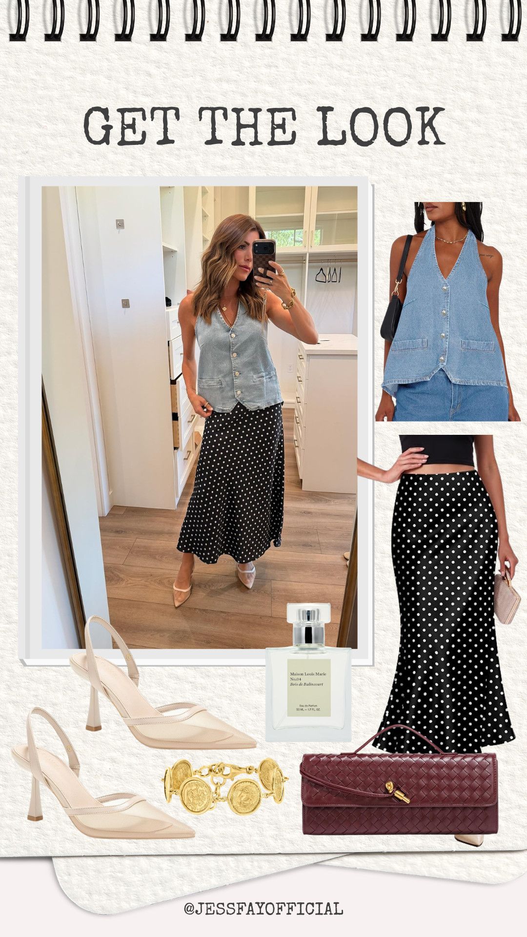 Denim and polka dots are such a cute combo for an easy dressed-up look. ✨denim vest outfit, polka dot skirt, denim and polka dots, midi skirt outfit, get the look, women’s outfit inspiration, feminine style, chic outfit ideas, denim outfit, polka dot outfit, skirt outfit inspiration, transitional outfit, everyday style, classic outfit, women’s fashion, fashion finds, outfit inspiration, denim vest style, midi skirt style, feminine outfit ideas 

 #LTKootd #LTKOver40