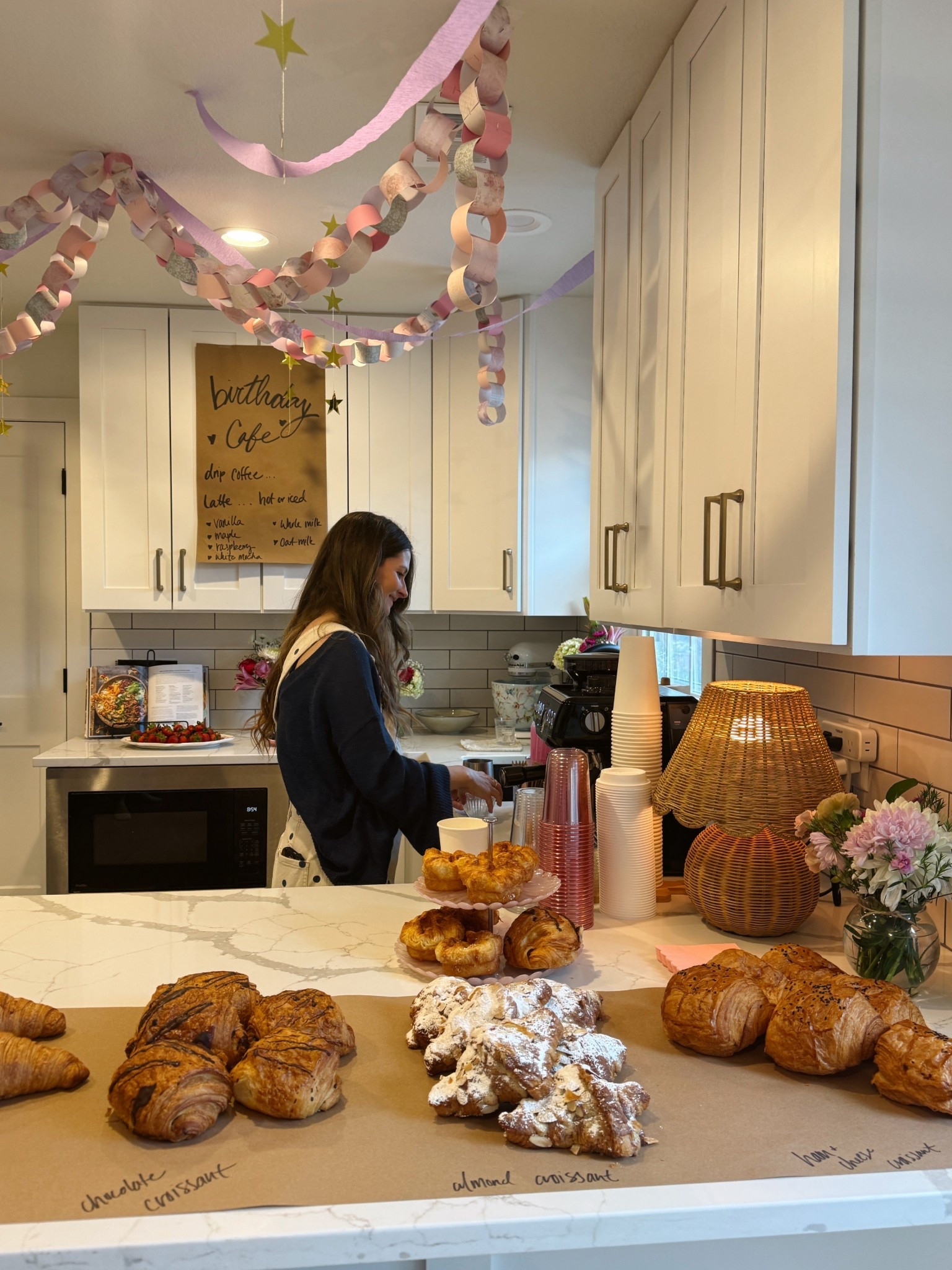 birthday cafe! wearing an xs in top, small in overalls (if in between sizes size up)! home cafe decor!    

Hosting, 30th birthday, home cafe 

#LTKHome #LTKootd