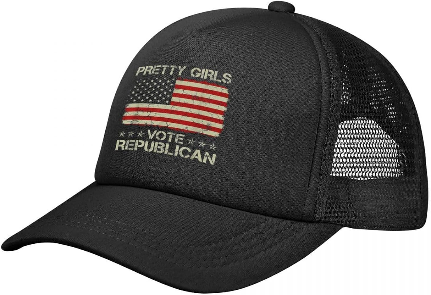 Pretty Girls Vote Republican Hat with Flag Trucker Hat for Women Black Men Funny Humor Trucker Ha... | Amazon (US)