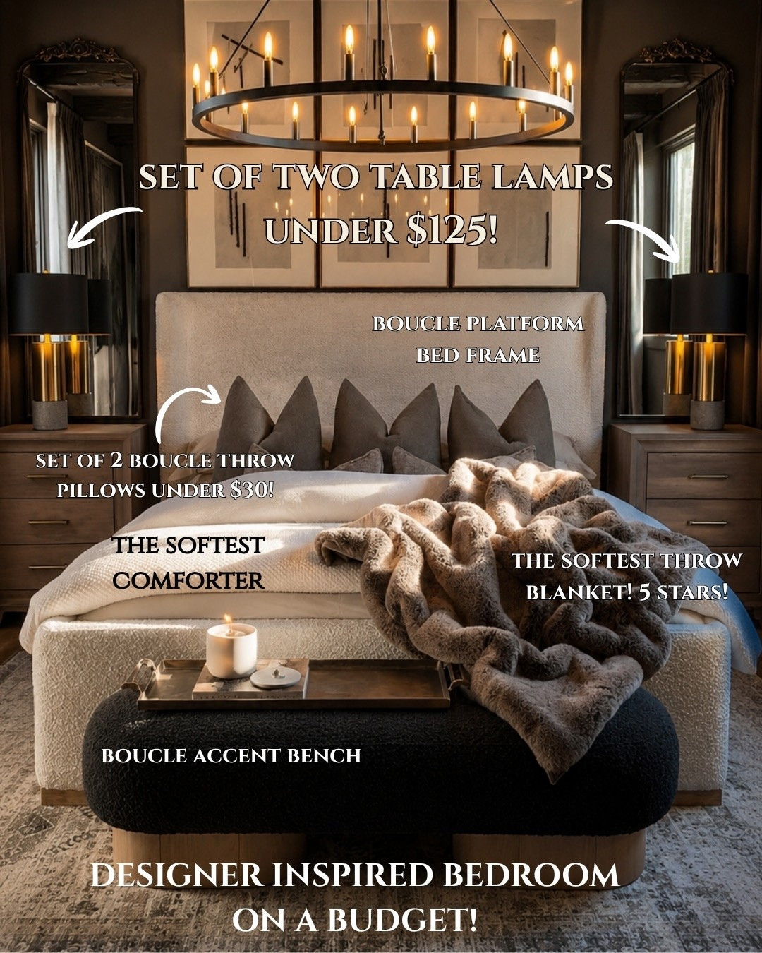 This is one of my favorite RH‑inspired bedrooms, and these are the pieces I used to accomplish the look. You don’t need a full renovation or a big budget. Just a few thoughtful finds to create that timeless, high‑end feel. 
Summerthompsonstyles

---

RH inspired bedroom makeover modern decor neutral aesthetic affordable upgrades home styling luxury look timeless design

#LTKU #LTKHome #LTKdayinmylife