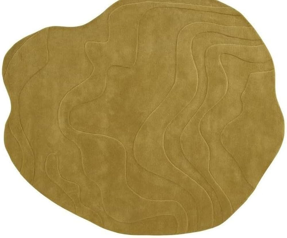 Handmade Wool Area Rug – Irregular Shape, Modern Wavy Contour, Thick and Soft 3D Textured Desig... | Amazon (US)