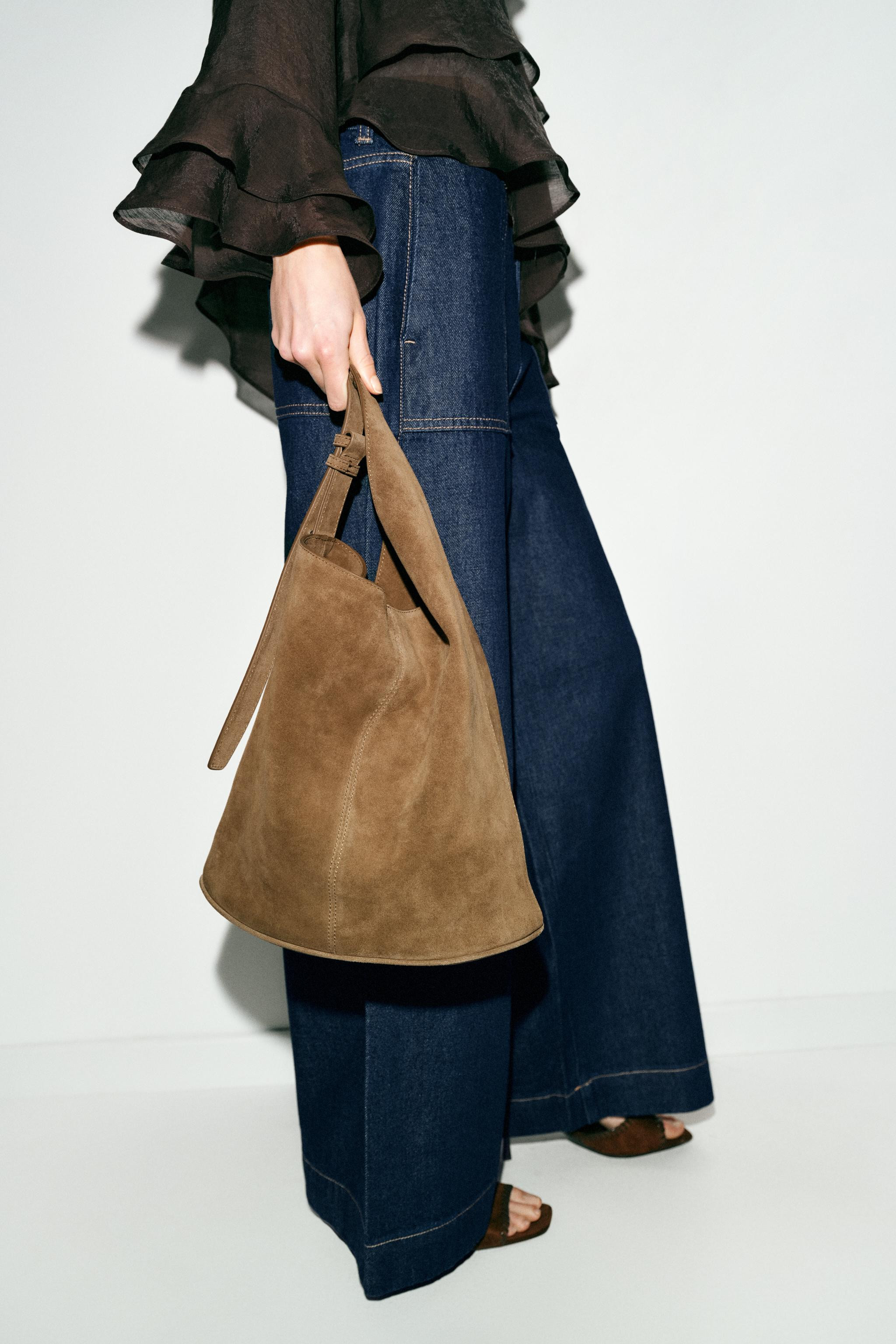 ASYMMETRIC LEATHER BUCKET BAG | Zara UK