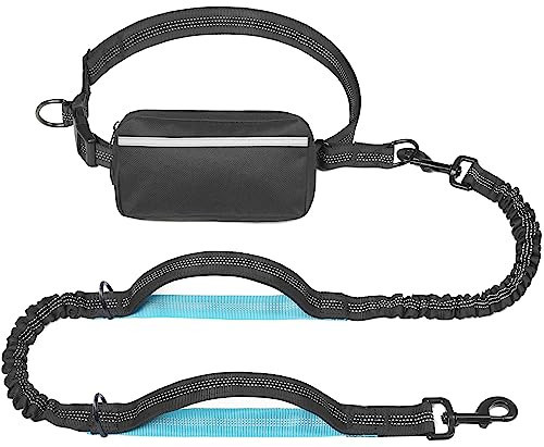 iYoShop Hands Free Dog Leash with Zipper Pouch, Dual Padded Handles and Durable Bungee for Walking, Jogging and Running Your Dog (Large, 25-120 lbs, Black) | Amazon (US)