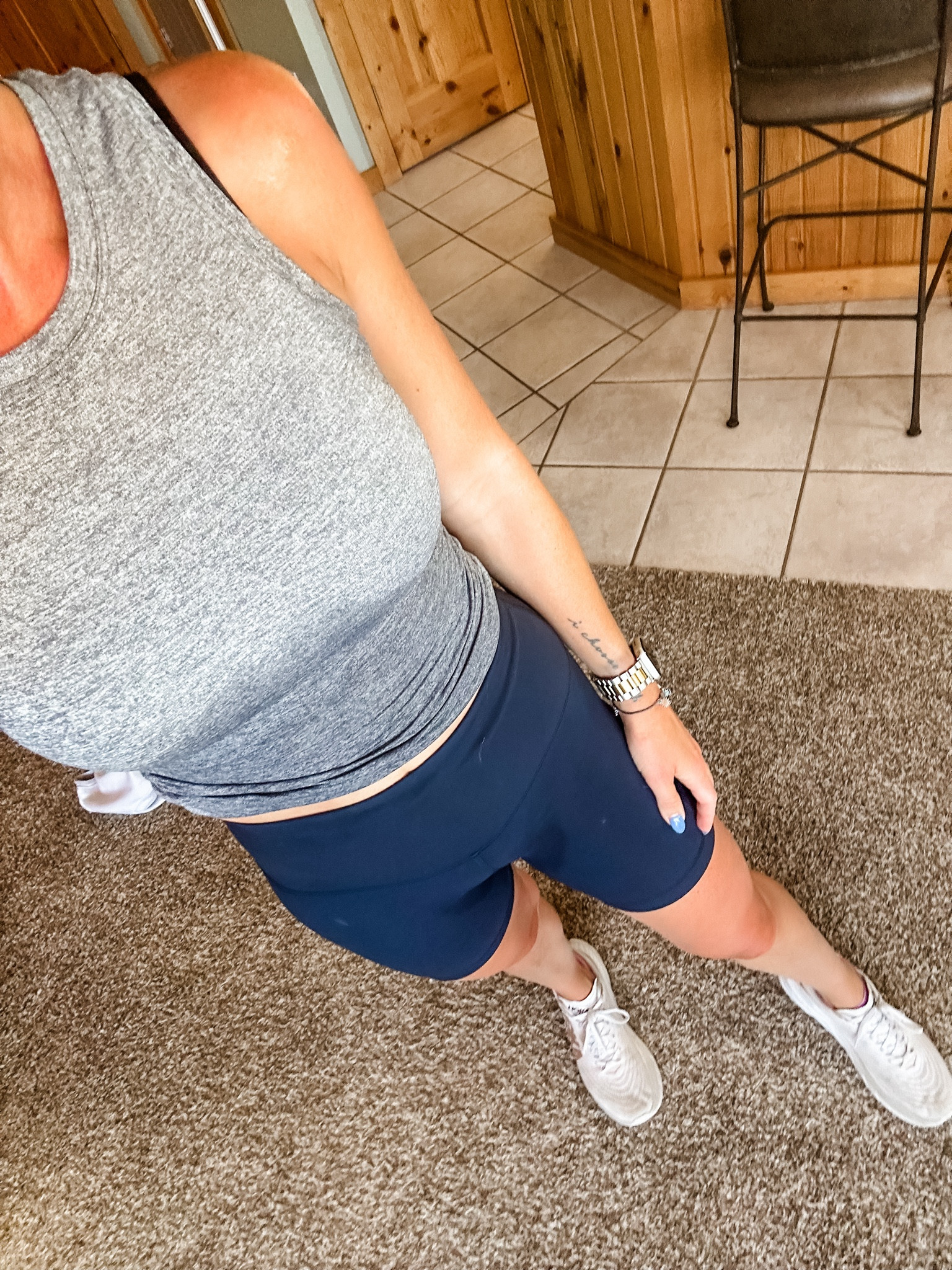 Again forgetting the pre workout picture without copious amounts of sweat 🙃 I have this tank in white and just bought in this gray and black- it fits so well, super lightweight, and I love the sides cinch up for a flattering fit  

#LTKActive #LTKFitness #LTKFindsUnder100