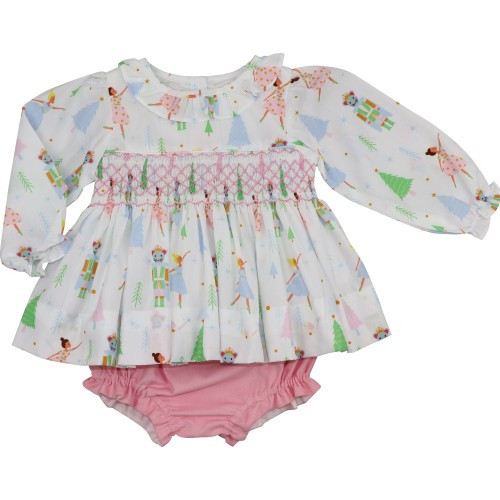Pink Smocked Nutcracker Diaper Set - Shipping Mid-October | Cecil and Lou