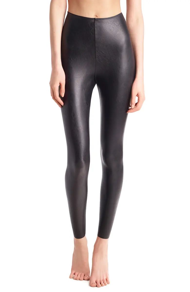 Figure-firming fabric and an extra-high control waist make these faux-leather leggings an impecca... | Nordstrom