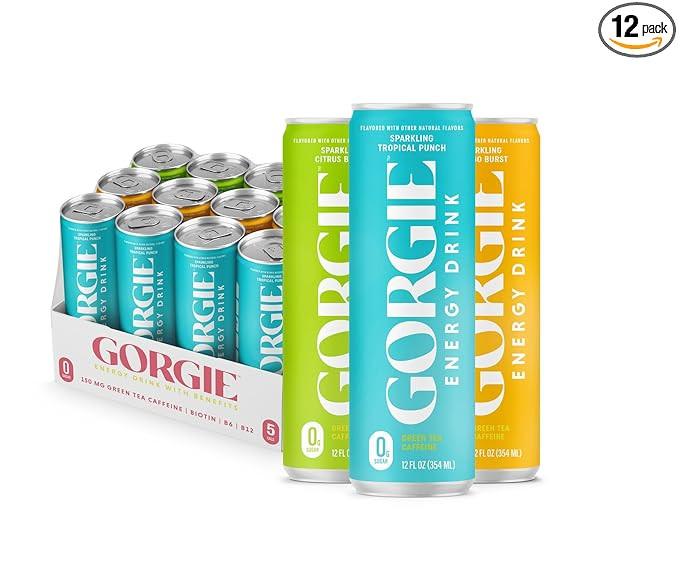 GORGIE Tropical Variety, Sugar-Free Natural Energy Drink Sparkling, Healthy Energy Drinks - Green... | Amazon (US)