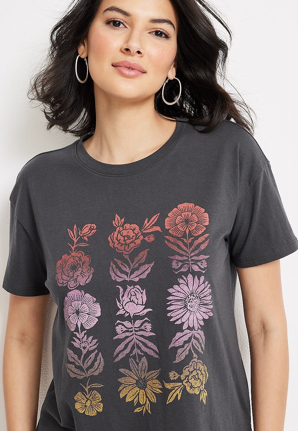 Stacked Flowers Graphic Tee | Maurices
