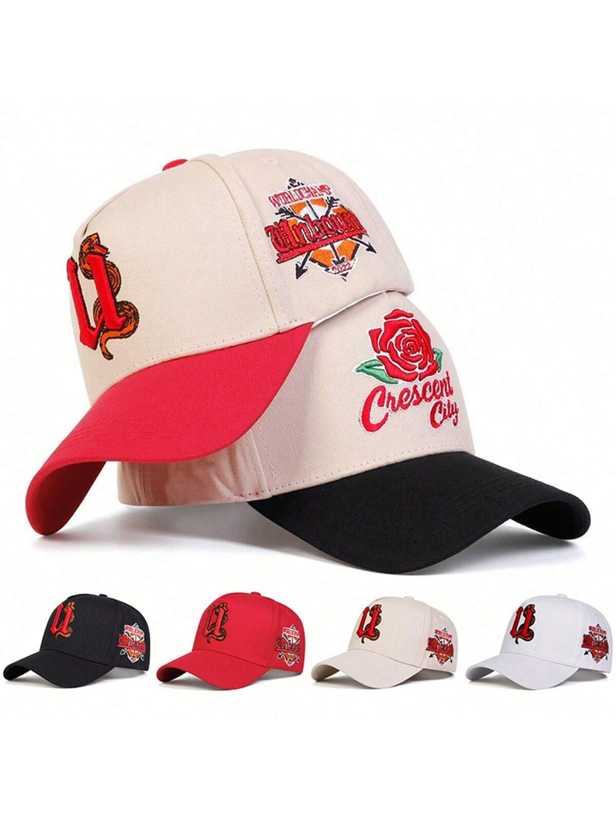 1pc Men's Rose Embroidery Baseball Cap, U-Shape Letter Adjustable Five Panel Outdoor Sun Protecti... | SHEIN