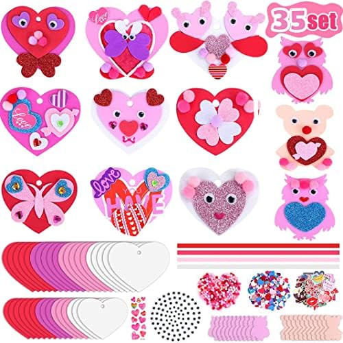 876 Pieces Valentine's Day Hearts Foam Craft Kits Valentine's Day Wreath Craft Decorations Heart ... | Amazon (US)