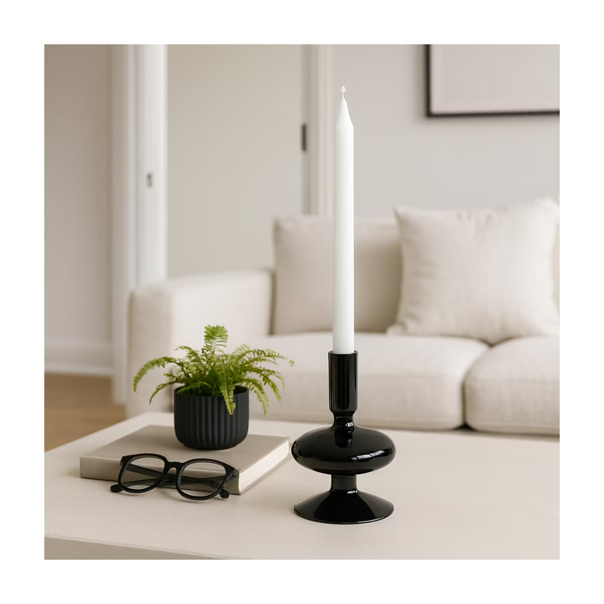 Decorative Candle Holder for Taper Candles - Modern Glass Candlestick Holder with Disc and Sphere... | Target