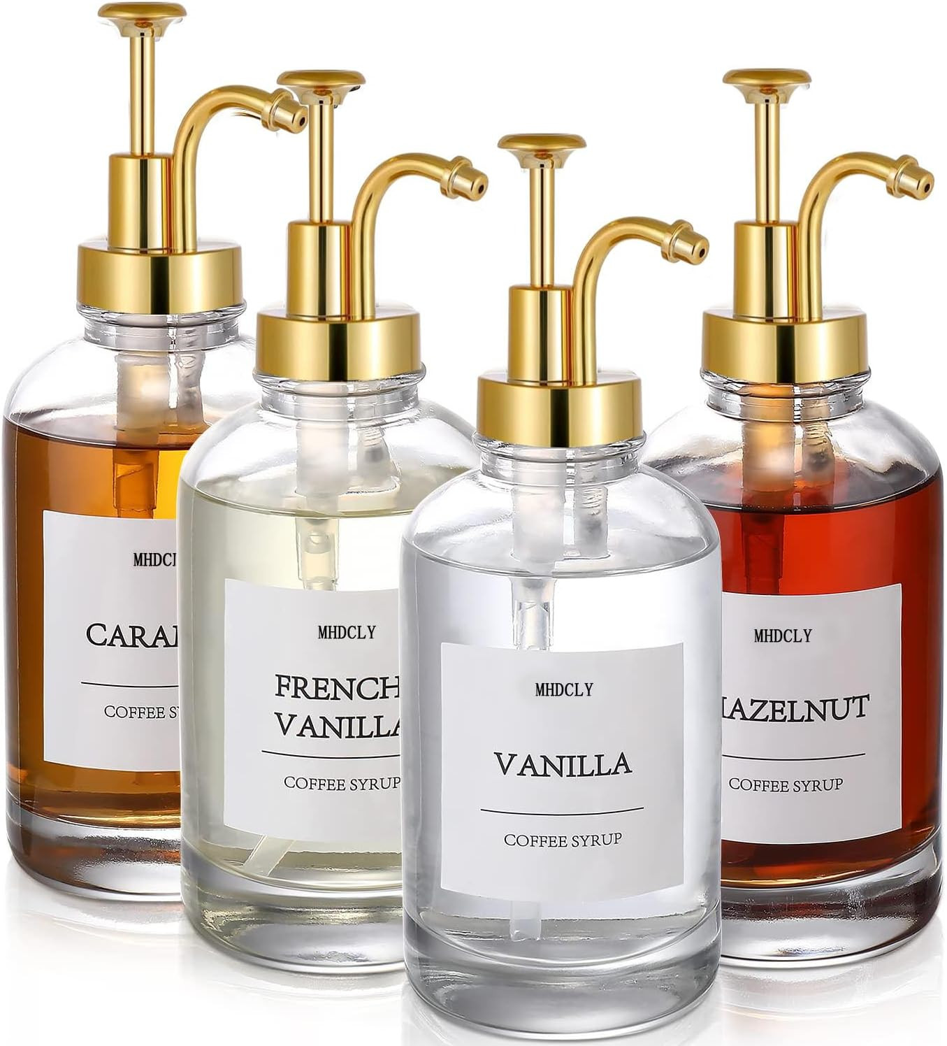 Coffee Bar Accessories, Coffee Syrup Dispenser - 4pack,16.9oz Syrup Dispenser with Labels,Syrup P... | Amazon (US)