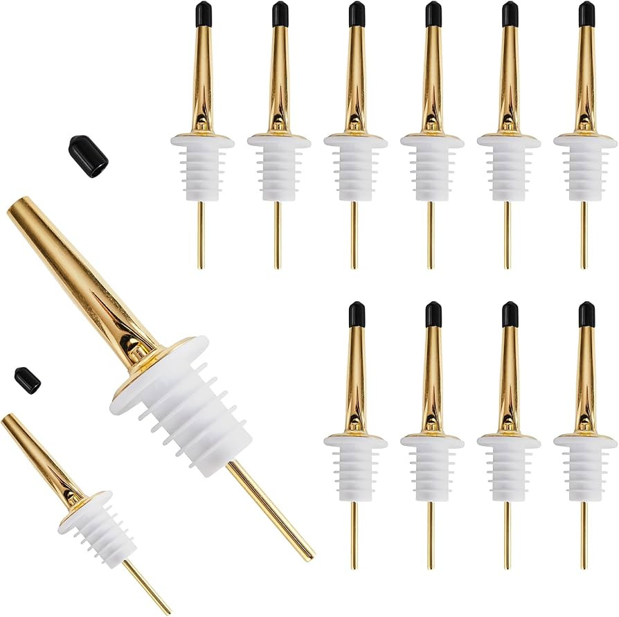 12 Pack Liquor Pourers Spouts for Liquor Bottles Gold Bar Pour Spouts Liquor Pourers with Dust Ca... | Amazon (US)