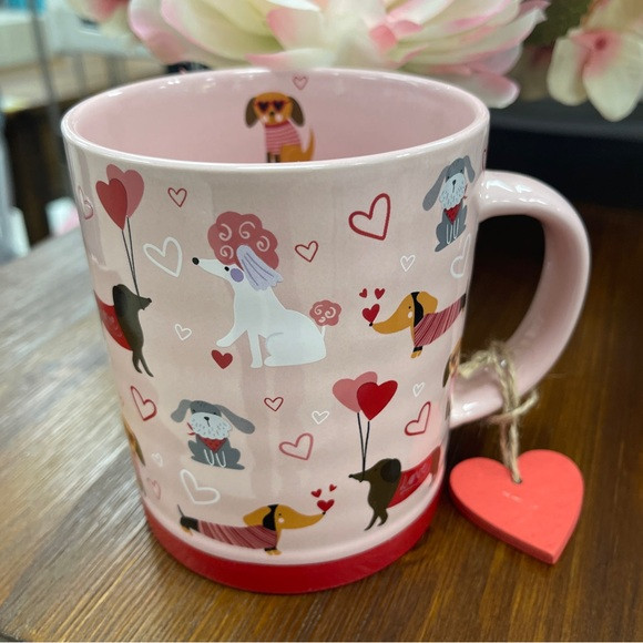 Valentine’s Day Dogs Poodle Dachshund Sunglasses Pink Ceramic Coffee Mug NWT | Poshmark