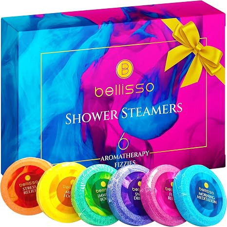 Aromatherapy Shower Steamers Gift Set, Six Fizzies - Uplifting, Relaxing, Stress Relief Scents fo... | Amazon (US)