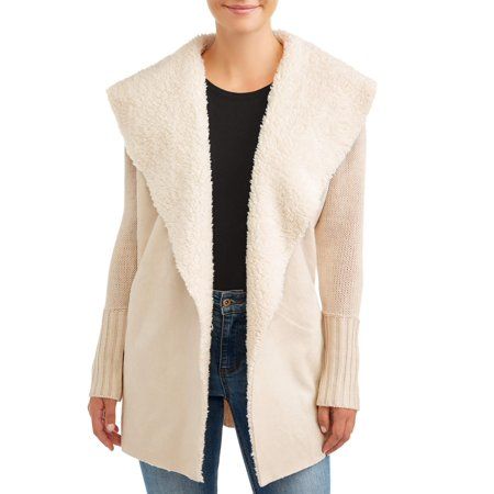 Women's Faux Suede Sweater Jacket | Walmart (US)