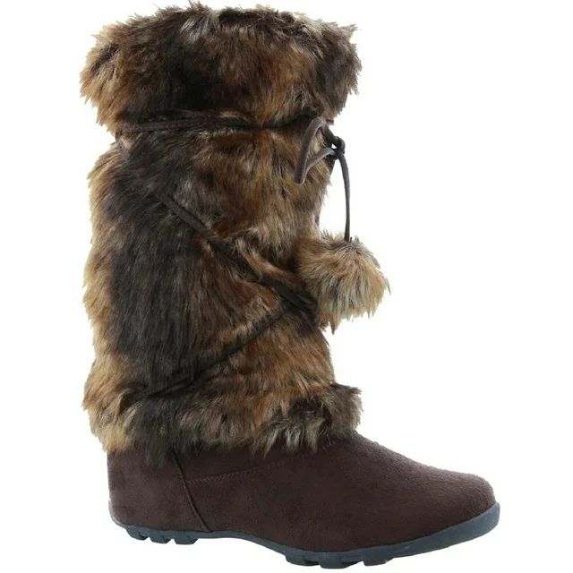 Talia-Hi Women Mukluk Faux Fur Boot Mid Calf Winter Snow Brown 11 | Walmart (US)