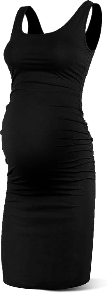 S-2XL Women Summer Sleeveless Maternity Dress Pregnancy Tank Scoop Neck Mama Clothes Casual Bodyc... | Amazon (US)
