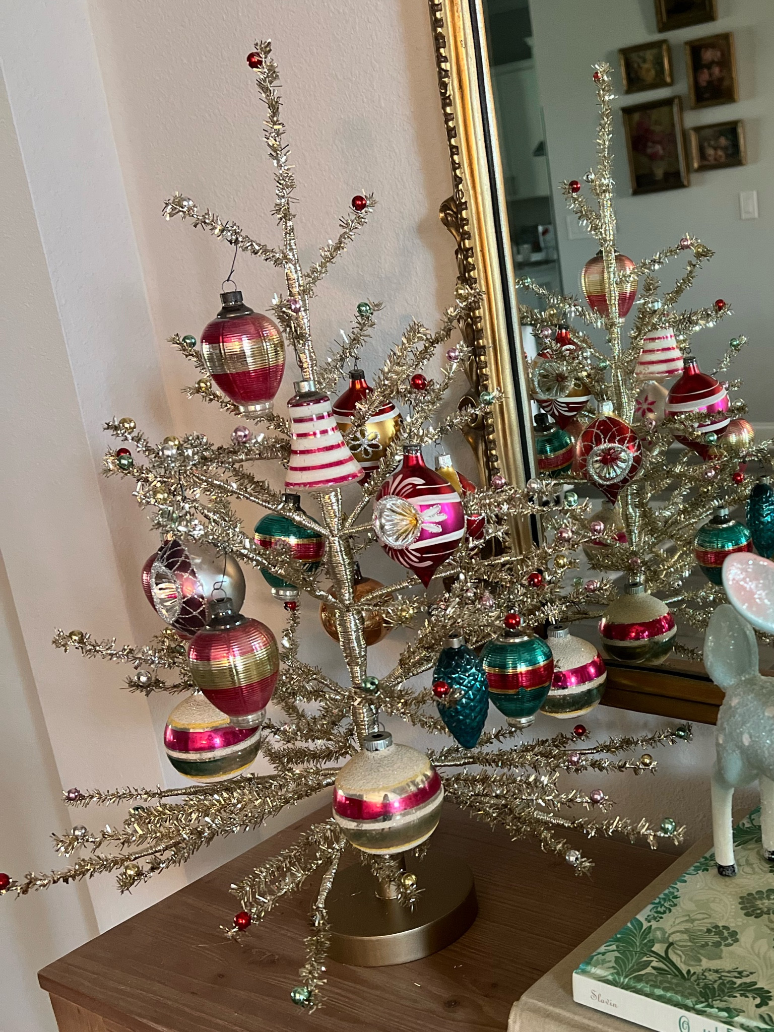 Vintage inspired tinsel tree used to display my vintage ornaments 

#LTKSeasonal #LTKHoliday #LTKhome