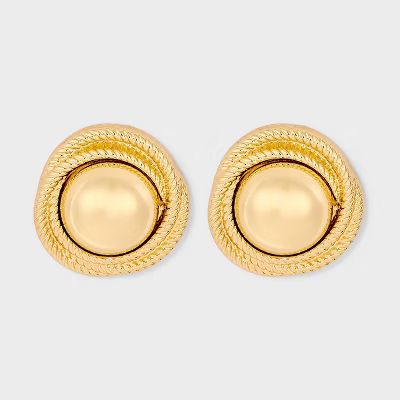 Rope Texture Button Earrings - A New Day™ Gold | Target