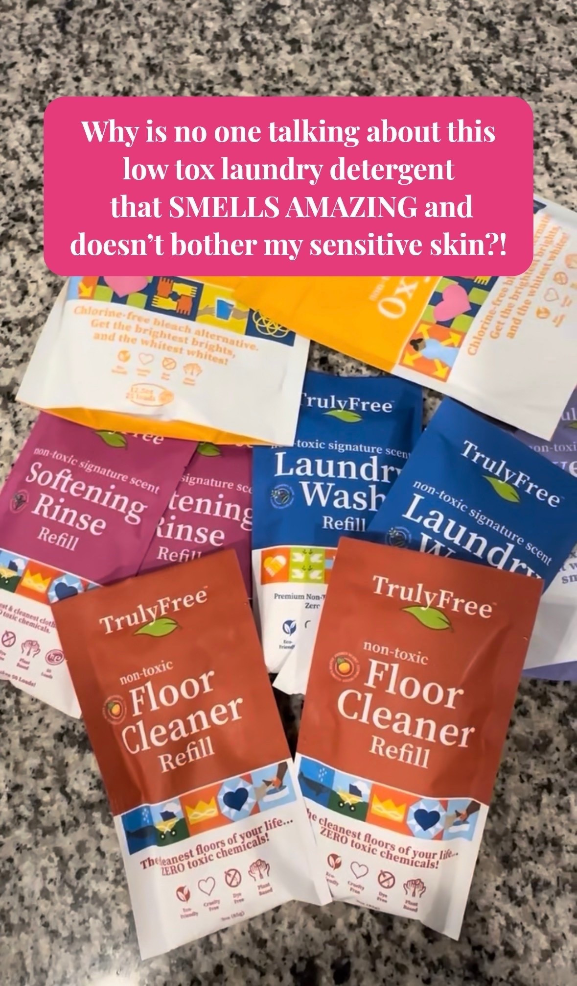 Switching to low tox cleaning products has been one of the best things I’ve done for our home, and I’m obsessed with these from Truly Free Home.

If you’ve been searching for clean laundry detergent, non toxic laundry detergent, or laundry detergent for sensitive skin, this is such a good option. The Truly Free laundry detergent and fabric softener smell amazing, leave clothes feeling super clean and soft, and don’t irritate my sensitive skin at all. 

Their dryer angels are the perfect low tox swap for dryer sheets and leave your laundry smelling INCREDIBLE 🙌🏻

I also love adding the oxygen boost for tougher stains and using their low tox floor cleaner to keep our floors fresh without harsh chemicals. It’s perfect if you’re trying to create a cleaner, low tox home for your family.

If you’re looking for:
• non toxic laundry detergent
• clean laundry products
• laundry detergent for sensitive skin
• low tox cleaning products
• natural fabric softener
• non toxic floor cleaner
• safer cleaning products for families

These are some of my favorite swaps. 🧺✨

#lowtoxhome #nontoxiccleaning #cleanlaundry #sensitiveskinlaundry #naturallaundrydetergent #laundrydetergentreview #lowtoxliving #cleanhomeproducts #nontoxichome #safecleaningproducts #laundryessentials #momlifehacks #cleanhomehacks

#LTKHome #LTKdayinmylife #LTKmomlife