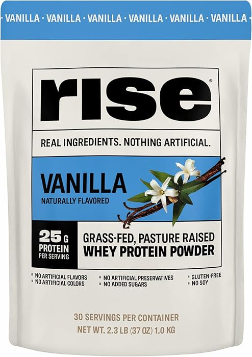 Rise Grass-Fed Whey Protein Powder - Vanilla | 25g Protein No Artificial Flavors, Colors, or Pres... | Amazon (US)