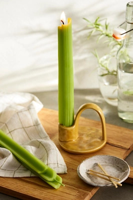 Celery Beeswax Tapers, Set of 2 | Anthropologie (US)