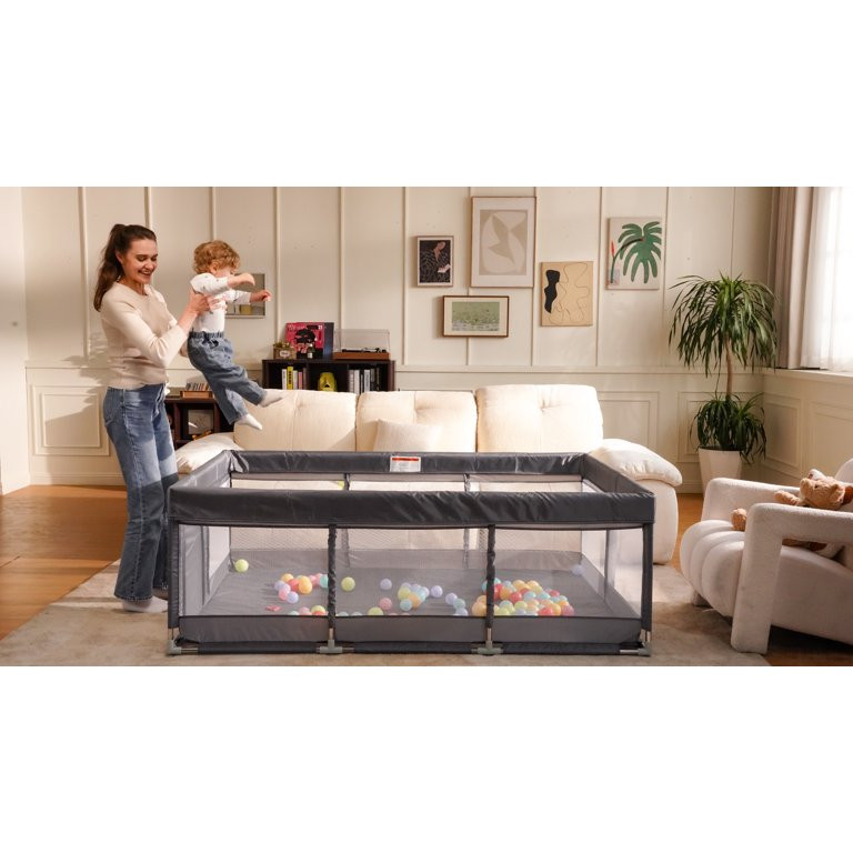 Babyeap Baby Playpen Large Play Yard Fence for Toddlers, 50"x50" Gray - Walmart.com | Walmart (US)