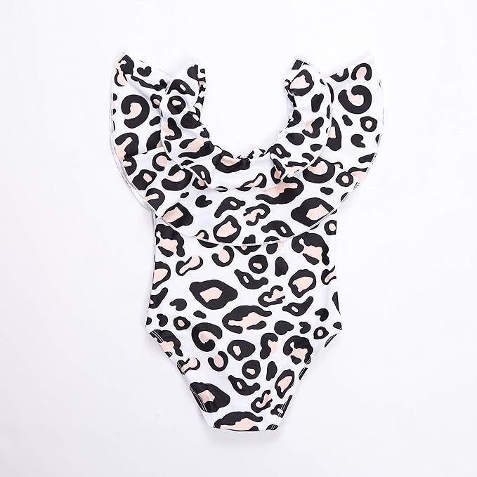 Mommy and Me Swimsuits Leopard Ruffles Swimwear Mother Daughter Monikini Bathing Suit | Amazon (US)