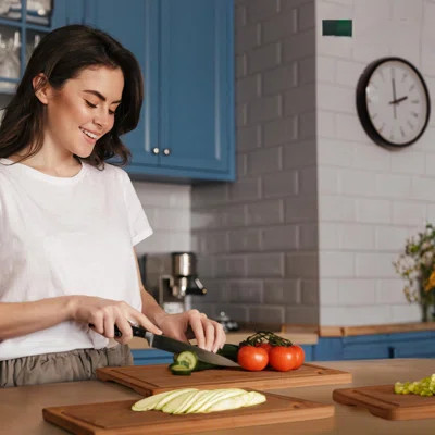 Wooden Cutting Boards For Kitchen Meal Prep & Serving - Bamboo Wood Serving Board Set With Deep Juice Groove Side Handles - Charcuterie & Chopping But | Wayfair North America