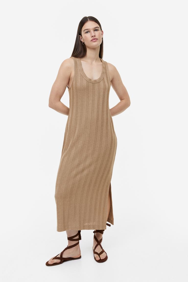 Rib-knit Dress - Dark beige - Ladies | H&M US | H&M (US + CA)